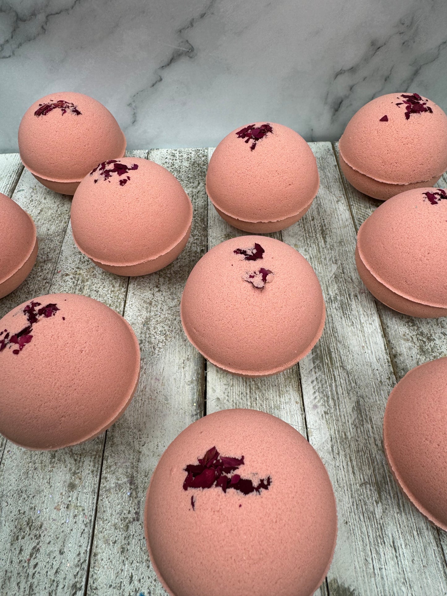 Rose Gold Bath Bomb with rose botanicals