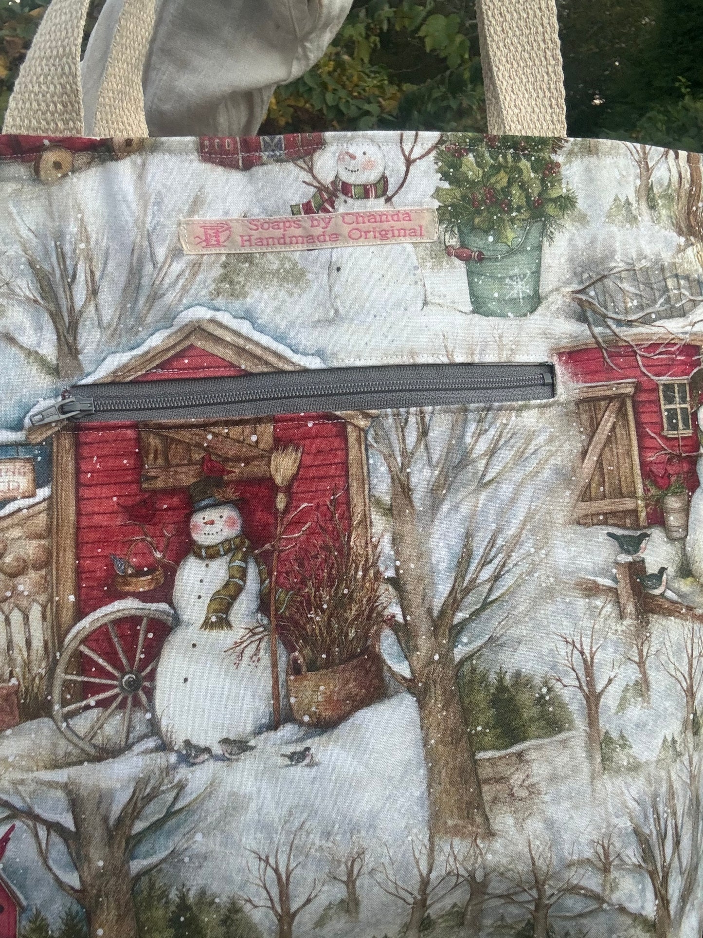 Christmas Snowman Tote Bag