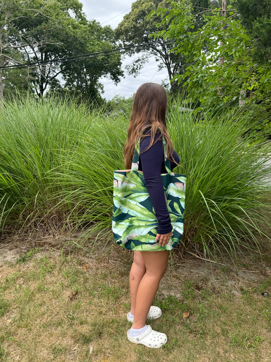 Tropical Beach Bag with inside lining and pockets