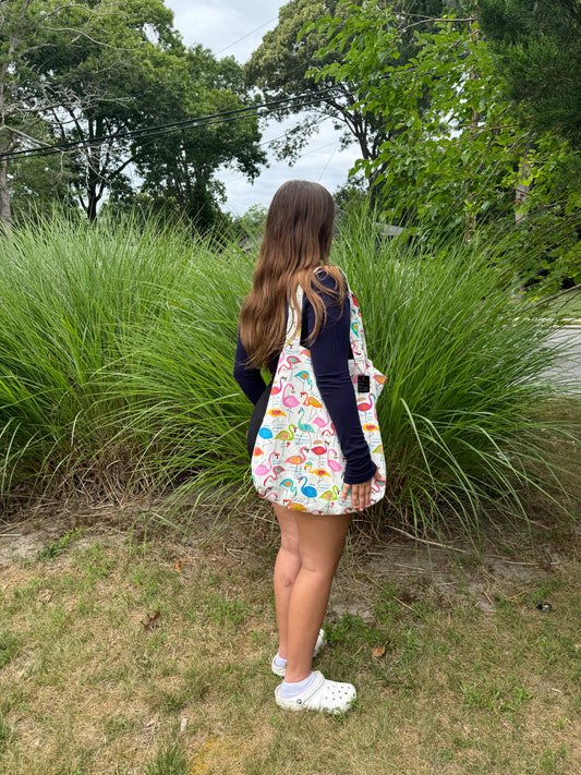 Flamingo Beach Bag with inside lining and pockets