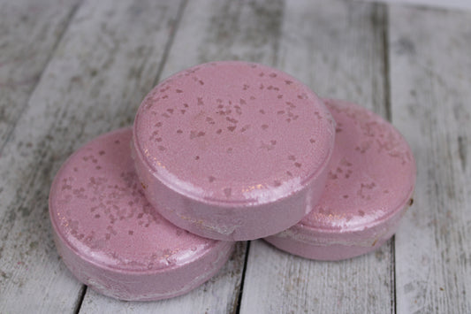 Blush pink loving spell shower steamer with menthol crystals.