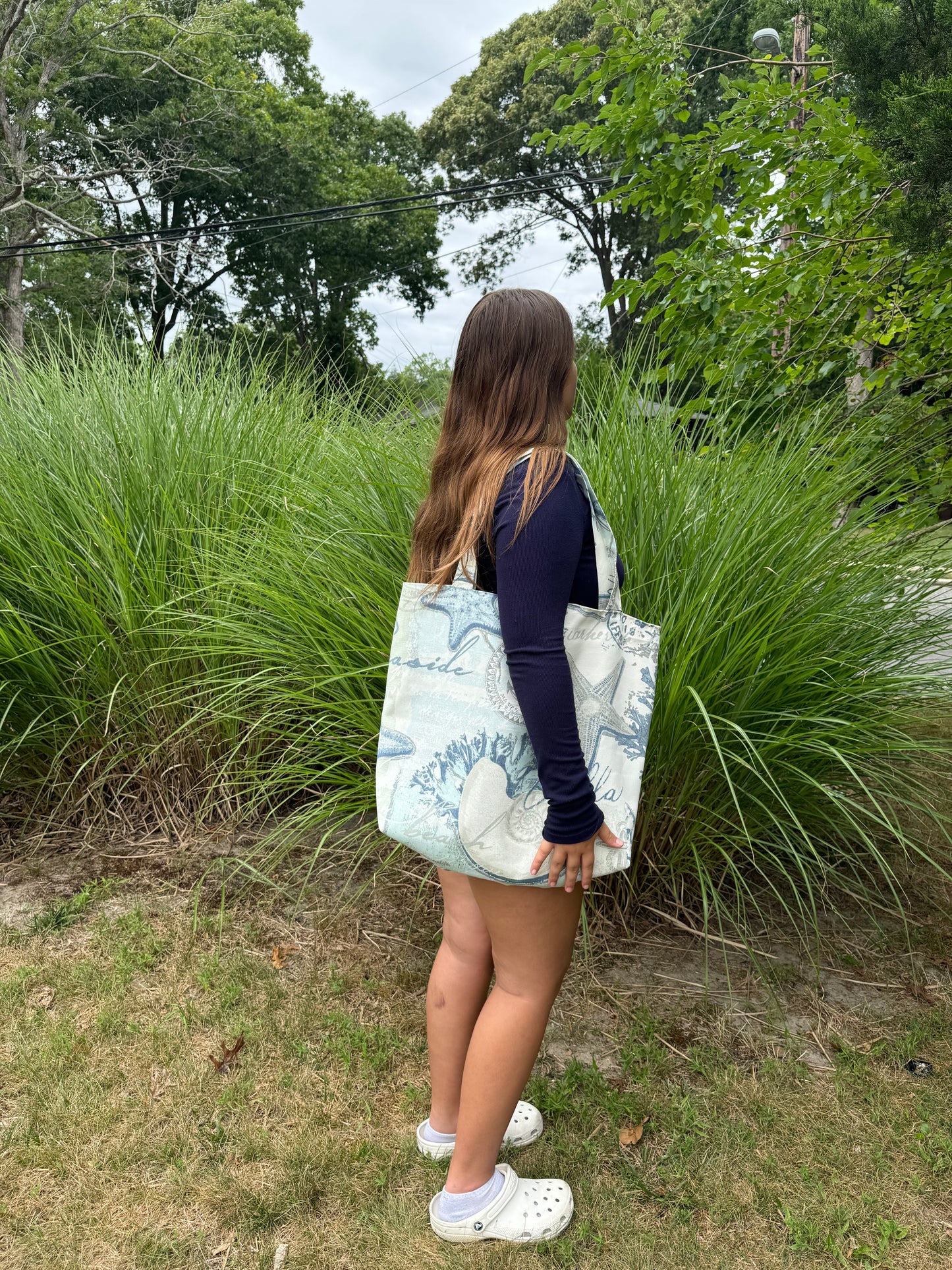 Nautical Beach Bag with inner lining and pockets