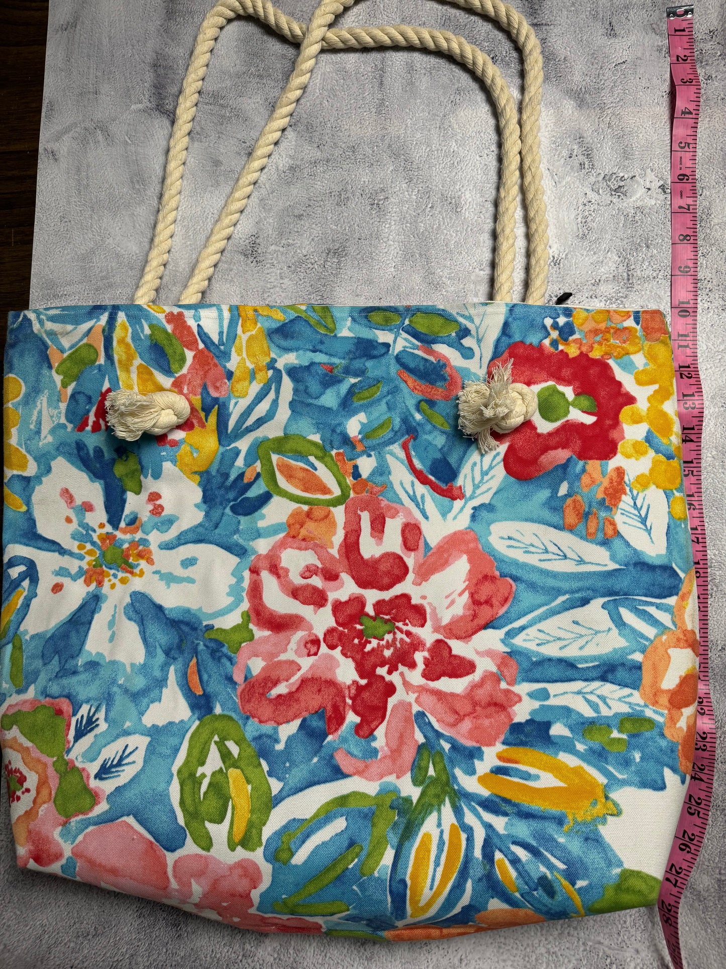 Floral Beach Tote Bag with lining and inner pockets