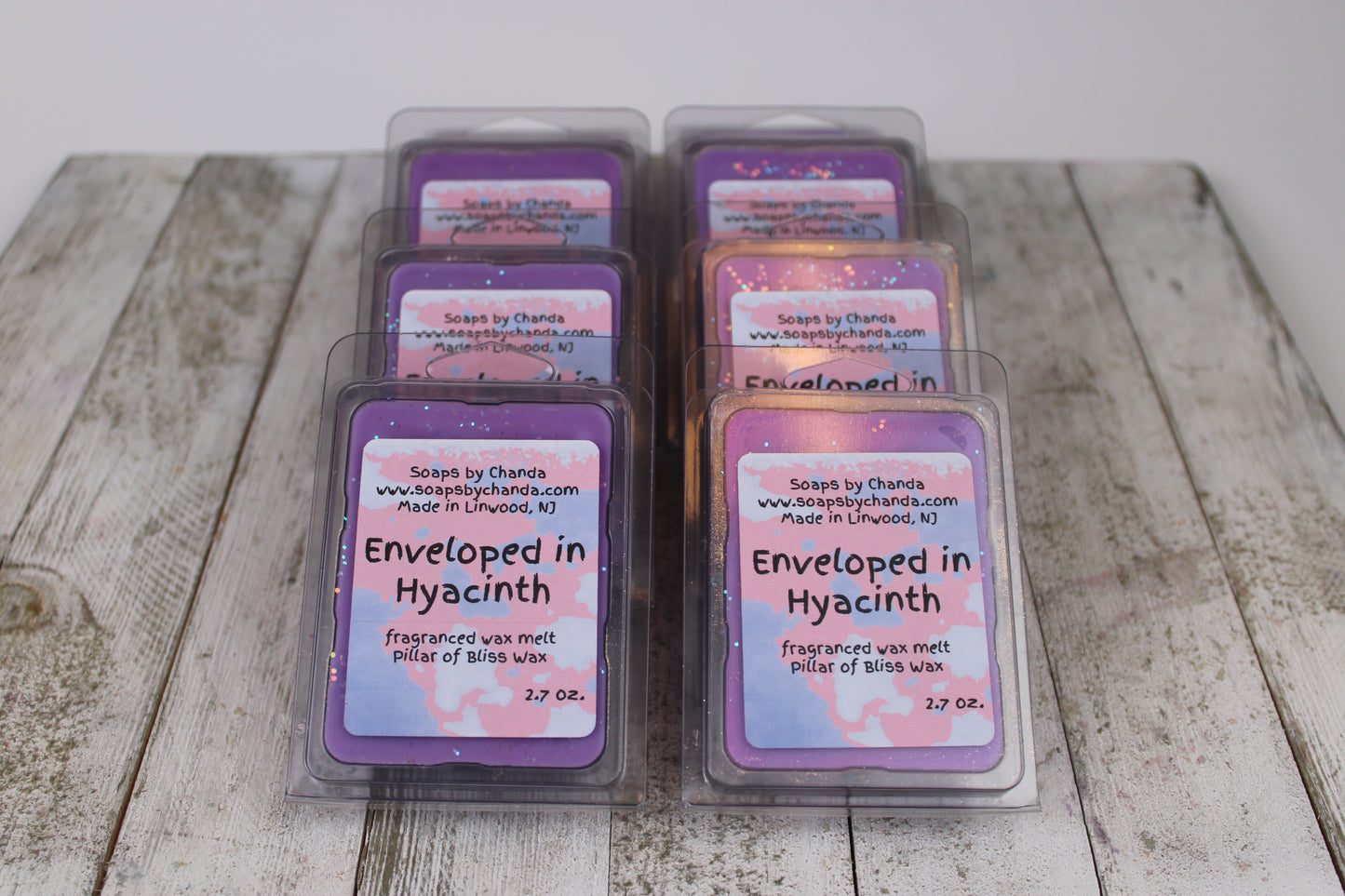 Enveloped in Hyacinth Wax Melt, Hyacinth Purple Wax Melt with glitter