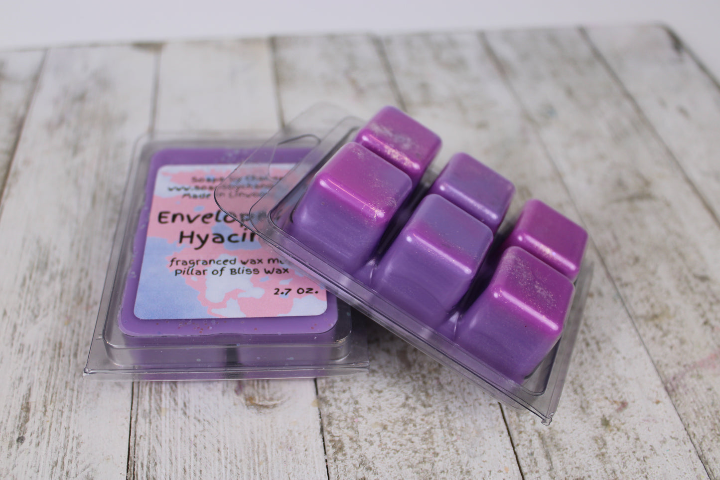 Enveloped in Hyacinth Wax Melt, Hyacinth Purple Wax Melt with glitter