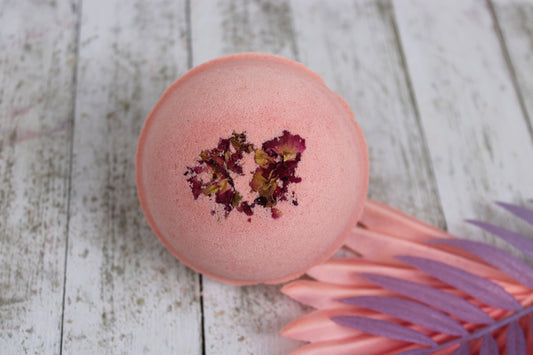 Rose Gold Bath Bomb with rose botanicals